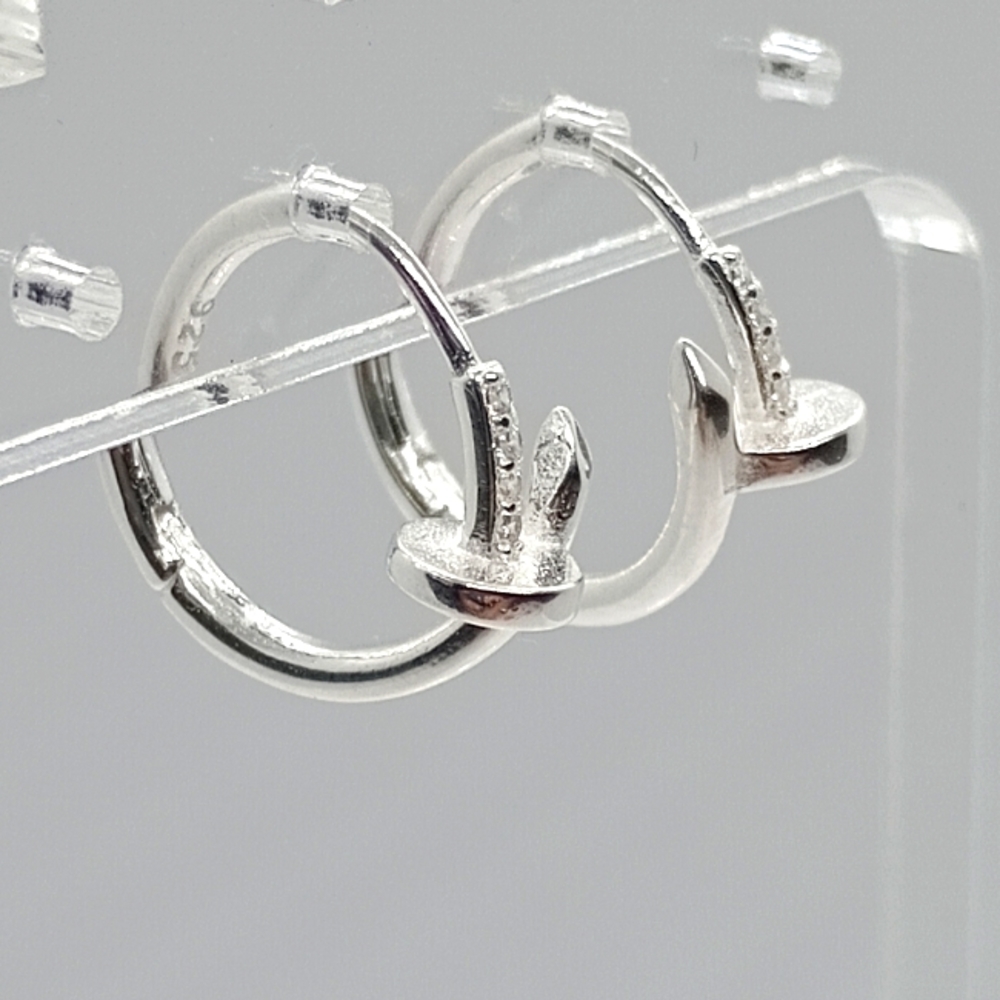 Nail Earrings Hoops .925 silver with zirconias